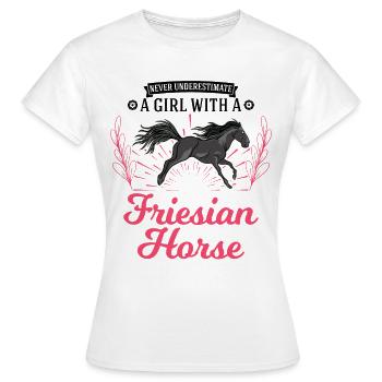Cheval frison Fille Cheval frison Cheval frison - T-shirt Femme - blanc - Devant - AI Model Female 172 dark (172cm)