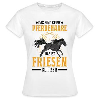 Friesen Pferd Glitzer Friesenpferd - Frauen T-Shirt - Weiß - Vorne - AI Model Female 172 dark (172cm)