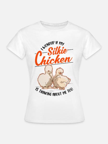 Seidenhuhn Geschenk Silkie Chicken - T-shirt dam - vit