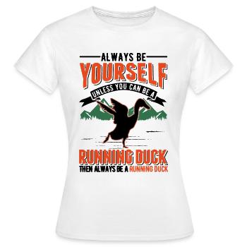 Indian Running Gift Running Duck - Women's T-Shirt - white - Front - AI Model Female 172 dark (172cm)
