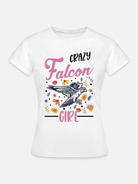 Verrücktes Falken Mädchen - Frauen T-Shirt - Weiß
