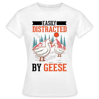 Facilement distrait par les oies Oies Éleveur d’oies Oies - T-shirt Femme - blanc - Devant - AI Model Female 172 dark (172cm)