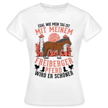 Freiberger Pferd - Frauen T-Shirt - Weiß - Vorne - AI Model Female 172 dark (172cm)
