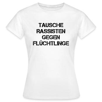 Anti-racisme AFD Fascisme Refugee Welcome - T-shirt Femme - blanc - Devant - AI Model Female 172 dark (172cm)