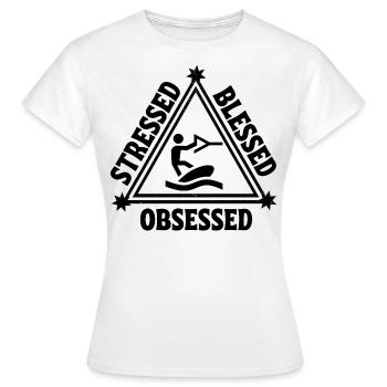 Wakeboarden: Gestresst. Selig. Besessen. - Frauen T-Shirt - Weiß - Vorne - AI Model Female 172 dark (172cm)