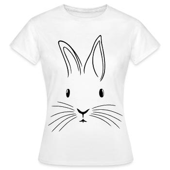 Minimalistischer Hase Osterhase Ostern Schlappohr - Frauen T-Shirt - Weiß - Vorne - AI Model Female 172 dark (172cm)