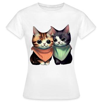 Meilleurs amis chats - T-shirt Femme - blanc - Devant - AI Model Female 172 dark (172cm)
