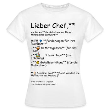 Éthique de travail - T-shirt Femme - blanc - Devant - AI Model Female 172 dark (172cm)