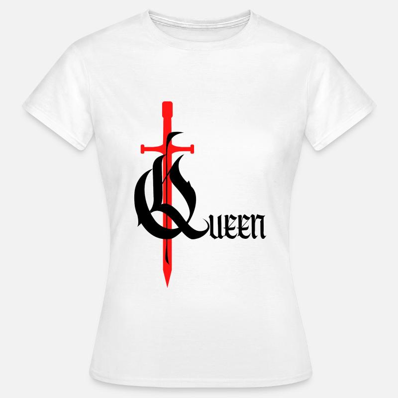 Gothique Queen Design avec épée avec texte noir - T-shirt Femme - blanc