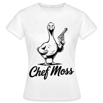 Cheffmoss Gans mit Pistole für starke Frauen - Frauen T-Shirt - Weiß - Vorne - AI Model Female 172 dark (172cm)