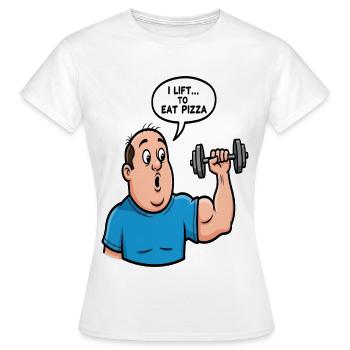 T-shirt caricatural Pizza Lift - T-shirt Femme - blanc - Devant - AI Model Female 172 dark (172cm)