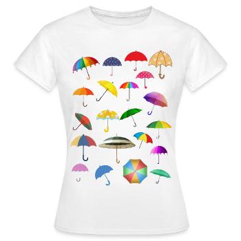 Un tas rempli de parapluies colorés - T-shirt Femme - blanc - Devant - AI Model Female 172 dark (172cm)