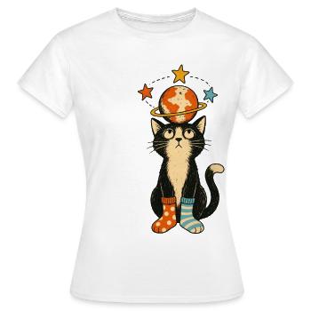 Planetary Cat - Women's T-Shirt - white - Front - AI Model Female 172 dark (172cm)
