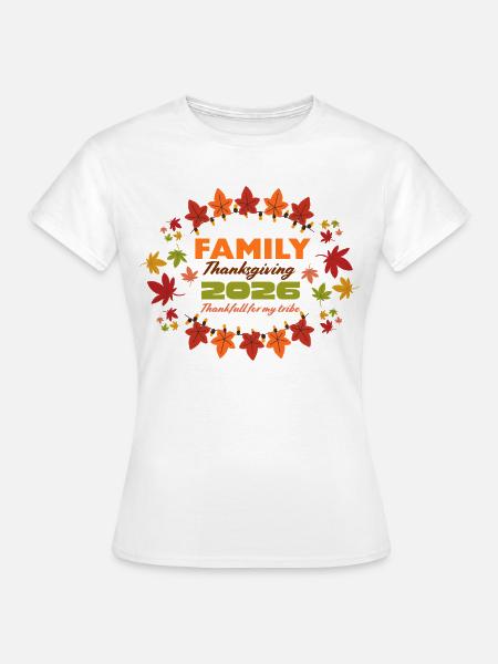 Familien-Thanksgiving 2026 Leaf Burst - Frauen T-Shirt - Weiß