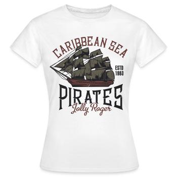 Voilier pirate des Caraïbes Jolly Roger - T-shirt Femme - blanc - Devant - AI Model Female 172 dark (172cm)