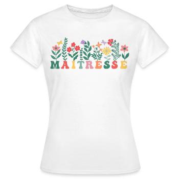 Maitresse motif floral pour maîtresse d' école - T-shirt Femme - blanc - Devant - AI Model Female 172 dark (172cm)