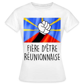 Fier d'être Réunionnais Cadeau Drapeau - T-shirt Femme - blanc - Devant - AI Model Female 172 dark (172cm)