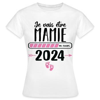 Je vais être mamie en 2024 cadeau fête grand mères - T-shirt Femme - blanc - Devant - AI Model Female 172 dark (172cm)