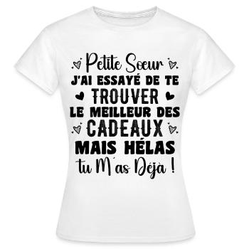 Little Sister Gift Funny Quote - Women's T-Shirt - white - Front - AI Model Female 172 dark (172cm)