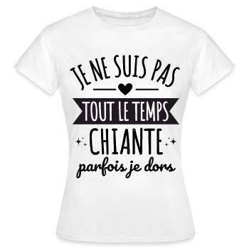 Je ne suis pas tout le temps chiante humour cadeau - T-shirt Femme - blanc - Devant - AI Model Female 172 dark (172cm)