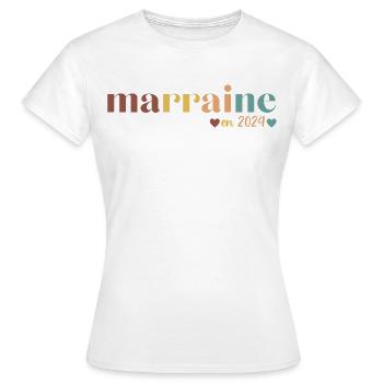 Marraine en 2024 cadeau pour marraine 2024 - T-shirt Femme - blanc - Devant - AI Model Female 172 dark (172cm)