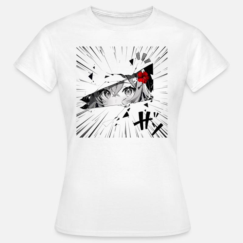 Fille d’anime avec fleur rouge - T-shirt Femme - blanc