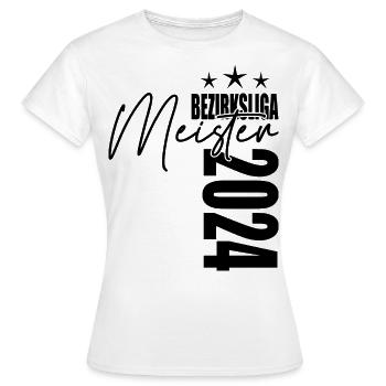 Meister Bezirksliga 2024 Aufstiegstrikot - Frauen T-Shirt - Weiß - Vorne - AI Model Female 172 dark (172cm)