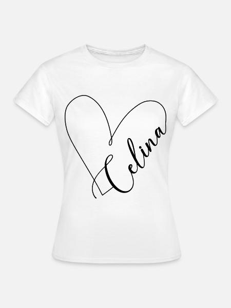 Celina Name Herzlinie - T-shirt dam - vit