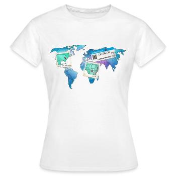 Traveling the World - Travel Vacation World Map - Women's T-Shirt - white - Front - AI Model Female 172 dark (172cm)