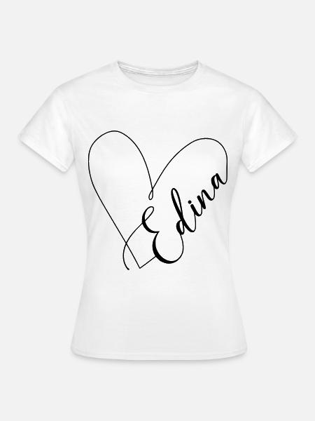 Edina Name Herzlinie - Frauen T-Shirt - Weiß