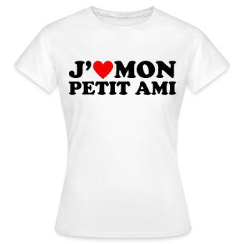 J' aime mon petit ami cadeau coeur rouge - T-shirt Femme - blanc - Devant - AI Model Female 172 dark (172cm)