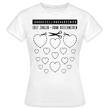Junggesellenabschied Herzen ausschneiden DIY - Frauen T-Shirt - Weiß - Vorne - AI Model Female 172 dark (172cm)