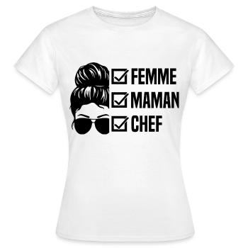 Femme maman chef idée cadeau pour la fête des mère - T-shirt Femme - blanc - Devant - AI Model Female 172 dark (172cm)