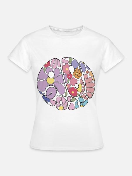 Abi Abitur 2025 Blumen Groovy Geschenk - Frauen T-Shirt - Weiß