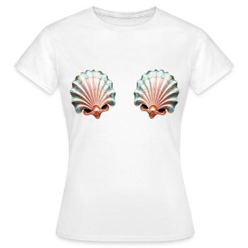 Mermaid, Seashell, Bikini, Bra, Mardi Gras Costume - Women's T-Shirt - white - Front - AI Model Female 172 dark (172cm)