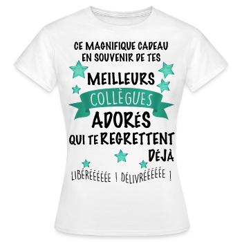 Collegues adorés Message départ - T-shirt Femme - blanc - Devant - AI Model Female 172 dark (172cm)