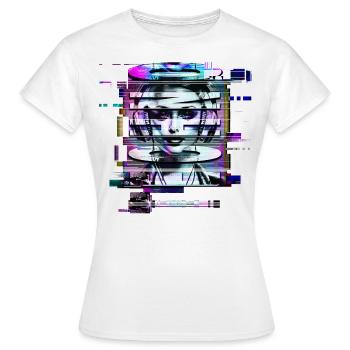 Glitch Techno Girl - Frauen T-Shirt - Weiß - Vorne - AI Model Female 172 dark (172cm)