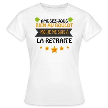 Collègue Femme Message Humour Retraite Boulot - T-shirt Femme - blanc - Devant - AI Model Female 172 dark (172cm)