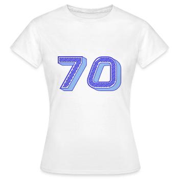 70. 70 ANS. 70e ANNIVERSAIRE. ANNIVERSAIRE 70 ANS. - T-shirt Femme - blanc - Devant - AI Model Female 172 dark (172cm)