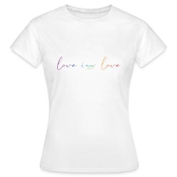 L’amour, c’est l’amour ! Déclaration Gay Pride LGBTQI+ - T-shirt Femme - blanc - Devant - AI Model Female 172 dark (172cm)