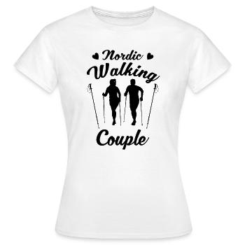 Nordic Walking Couple - T-shirt Femme - blanc - Devant - AI Model Female 172 dark (172cm)