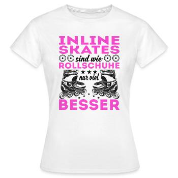 Inline Skates - Frauen T-Shirt - Weiß - Vorne - AI Model Female 172 dark (172cm)