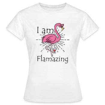 Flamingo - Frauen T-Shirt - Weiß - Vorne - AI Model Female 172 dark (172cm)