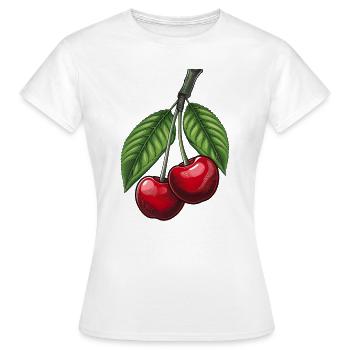 Kirschen am Zweig - Frauen T-Shirt - Weiß - Vorne - AI Model Female 172 dark (172cm)