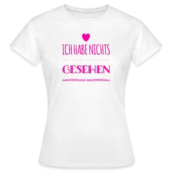 ich habe nichts gesehen - Frauen T-Shirt - Weiß - Vorne - AI Model Female 172 dark (172cm)