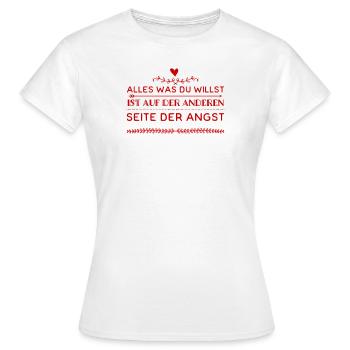 die Angst ist der Weg - Frauen T-Shirt - Weiß - Vorne - AI Model Female 172 dark (172cm)