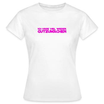 mit der Bitte um Vergebung - Frauen T-Shirt - Weiß - Vorne - AI Model Female 172 dark (172cm)