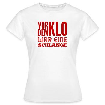 vor dem Klo war eine Schlange - Frauen T-Shirt - Weiß - Vorne - AI Model Female 172 dark (172cm)