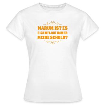 bin ich schuld? - Frauen T-Shirt - Weiß - Vorne - AI Model Female 172 dark (172cm)