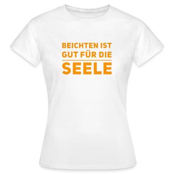 beichten ist gut - Frauen T-Shirt - Weiß - Vorne - AI Model Female 172 dark (172cm)